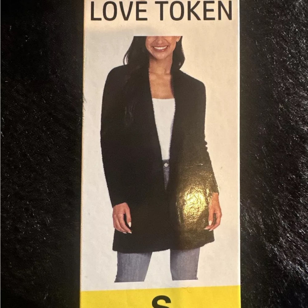 Love token ladies fuzzy black open cardigan 2 from pockets size S NWT - Picture 8 of 9